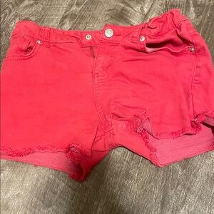 Cat & Jack Bright Coral Red Distressed Denim Shorts
